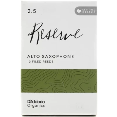 Image of D’Addario Woodwinds Organic Reserve Alto Saxophone Reeds Sax Individually Sealed Filed, Strength 2.5, 10 Pack