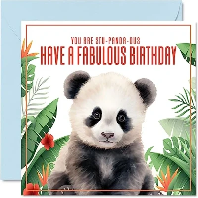 Image of panda Birthday cards for Men &amp; Women Stu ous Animal 145mm x Greeting Cards, Card Mum Dad Sister Brother Daughter Uncle Auntie Bestie Work Colleague Friend Fun bday