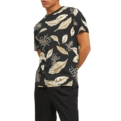 Image of JACK &amp; JONES Mens T Shirt Designer Short Sleeve O Neck Tee Premium Quality Jersey, Black Colour, UK Size S