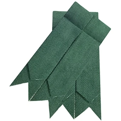 Image of HW Plain Black, Hunting Stewart, Gordon and many more Scottish Kilt Sock Flashes various Tartans (Plain Green)