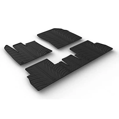 Image of Gledring GL 0726 Rubber car mats set compatible with Citroën Berlingo Multispace / Opel Combo Tour (MPV) Toyota Proace City 9/2019 (Variable seats) (T profile 5 pieces + oval mounting clips), black