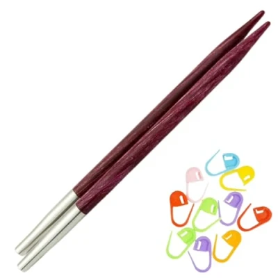 Image of KnitPro Dreamz Long Interchangeable Knitting Needle Circular Tips 5 inches (13cm) US 6 (4.00mm) Bundle with 10 Artsiga Crafts Stitch Markers