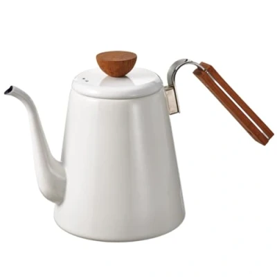 Image of Hario CD Bona Coffee Enamel Drip Kettle with a Capacity of 0.8l, White