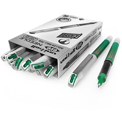 Image of Uni Ball UB 187s Eye Needle Roller Pen GREEN 0.7mm (Pack Of 12)