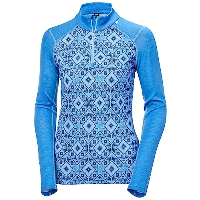 Image of Helly Hansen Womens W LIFA Merino Midw Gra 1/2 Zip, Ultra Blue Star Pixel, XS