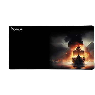 Image of Konix Drakkar Heidrun XXL Gaming Mouse Mat 90 x 46 cm Non Slip Rubber Base Viking Design