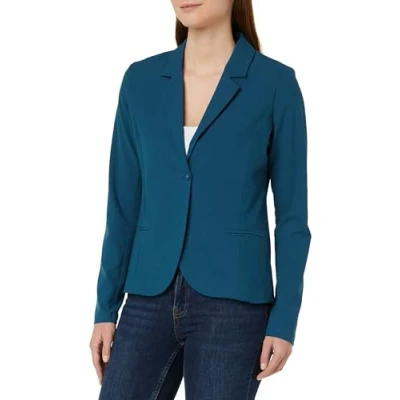 Image of Kaffe Women&#039;s Blazer Single Breasted Notch Lapel Slim Fit Hip Length, Blue, 18