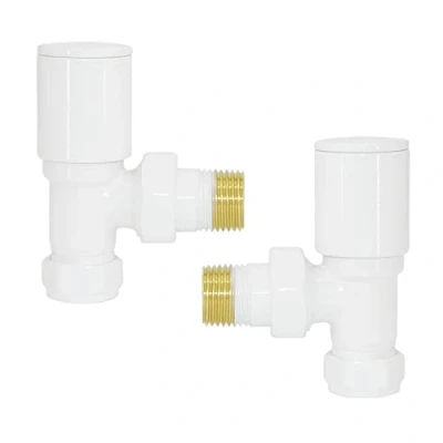 Image of Warmehaus 15mm Pair of Corner Radiator Valve for Heated Towel Rail White