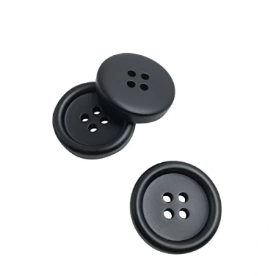 Image of Large Sewing Buttons, 4 Hole Craft Buttons Round Blazer 30mm Suit Coats Resin Button Suitable for Variety Clothing Sewing, DIY (Black) ET1227