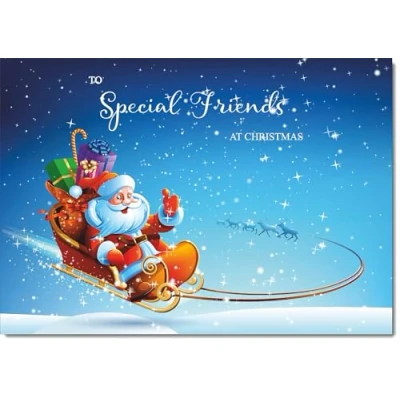 Image of doodlecards Special Friends Christmas Card Santas Sleigh Medium Size for with Plain Envelope