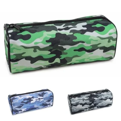 Image of Fashion Stationery Pencil Case Boys Secondary School Black Grey Blue Green Camouflage Cases for Girls Kids or Children at a Teenage Boy 1 Large Compartment Storage (Grey Green)