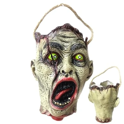 Image of Nupaque Halloween Skull Bucket, Portable Buckets for Trick or Treat Bags, Candy Bag Decorations