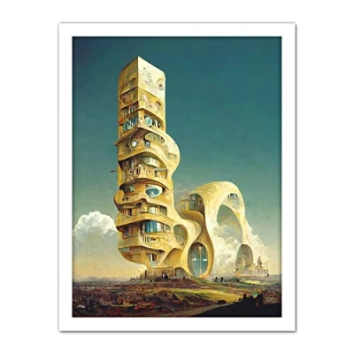 Image of Doppelganger33 LTD Surrealism Modern Architecture Palace Artwork Framed Wall Art Print 18X24 Inch