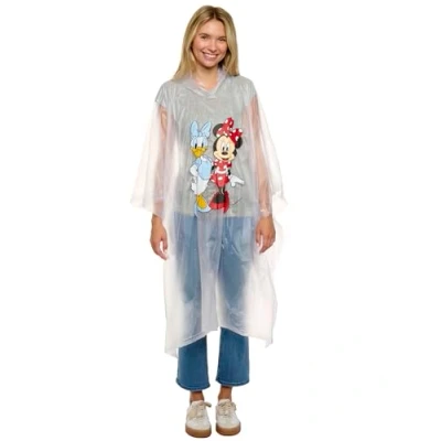 Image of Disney Mickey Minnie Mouse Rain Poncho Hoodie Unisex Adult, &amp; Daisy Duck, One Size