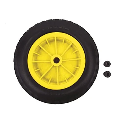 Image of KetoPlastics ® PU 14&quot; Puncture Proof YELLOW Wheelbarrow Wheel Tyre 3.50 8 Light Weight FOAM