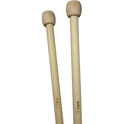 Image of Bamboo Knitting Needles Pair, 35cm Long Single Point Needle Set 4mm 25mm (7.5mm)