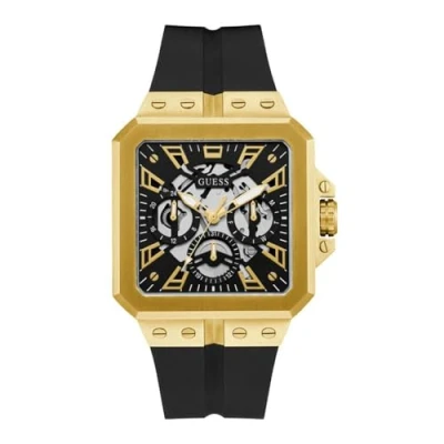 Image of Guess LEO Watch, Men&#039;s, Size: One Size, Black sunray/gold tone