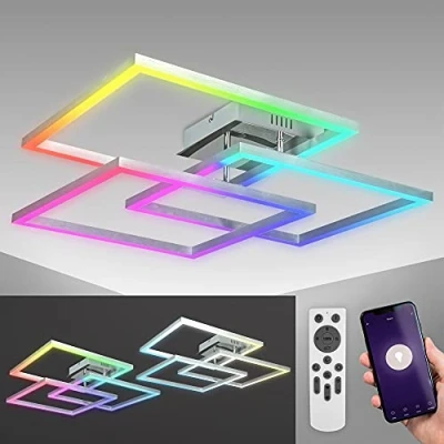 Image of B.K.Licht Smart LED Ceiling Light, WiFi, App, Remote or Voice Control, dimmable, CCT Cold Neutral Warm White Light Coloured RGB iOS &amp; Android