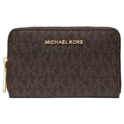 Image of Michael Kors Jet Set Small Zip Around Card Case Brown/Acorn One Size