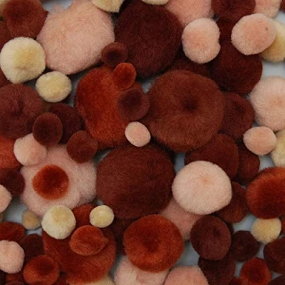 Image of Vaessen Creative Assorted Pompoms, Fabric, Brown, One Size