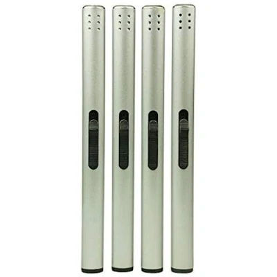 Image of Cello Silver Metallic Lighters Multipack. 4 X Long Lighters. Candle Lighter, Fire Starter &amp; BBQ lighter. Home Accessories Camping Accessories. Butane Gas Refill Lighter (Sold without Gas).
