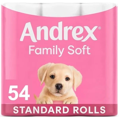 Image of Andrex Gentle Clean Toilet Rolls 54 Roll Pack Bulk Buy and Soft on Your Family&#039;s Skin Dermatologically Tested