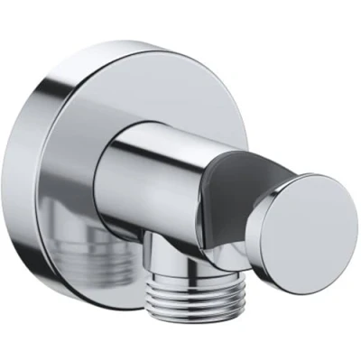 Image of Duravit Universal wall outlet, outlet with shower holder, round connection elbow, Chrome