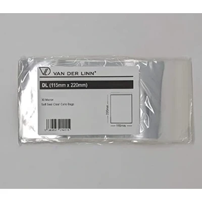 Image of DL Cello Card Bags, VDL Self Seal Cellophane Display Envelopes for Cards and Prints (100)