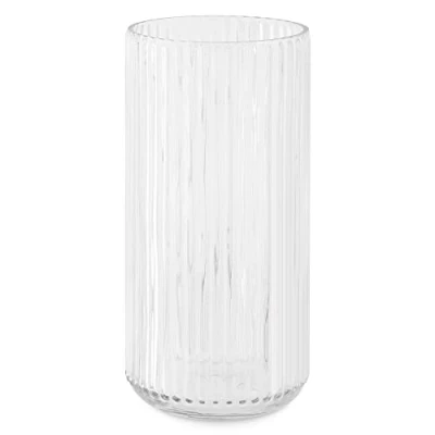 Image of Navaris Ribbed Glass Vase ⌀ 11.5 x 25 cm Transparent Vases For Flowers Modern And Minimal Decorative
