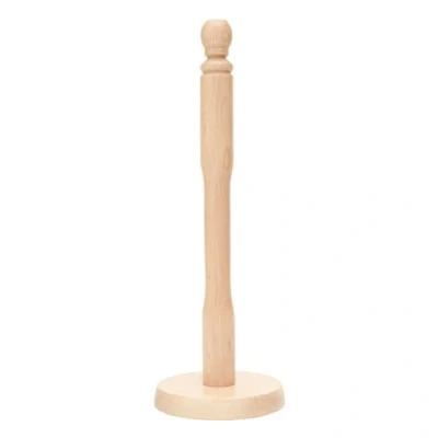 Image of Kitchen Towel Holder Wooden Free Standing Roll Paper with Sturdy Base Anti Slip for &amp; Bathroom