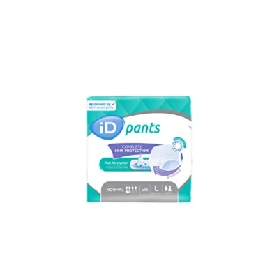 Image of ID Expert Disposable Normal Incontinence Pads, Large, 100 145 cm, 1250 ml, Anti Leakage Protection, Maximum Discretion, Fast Absorption, Odour Control, Unisex, Moderate to Heavy