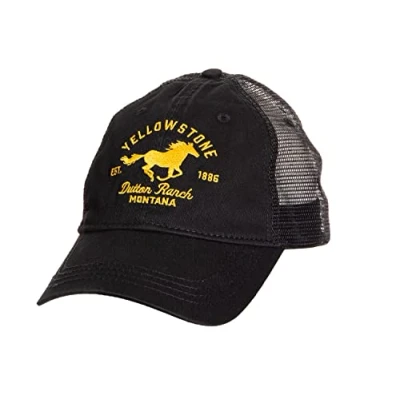 Image of Changes Yellowstone Dutton Ranch Horse Logo TV Show Kevin Costner Trucker Cap Hat 66 15 Black