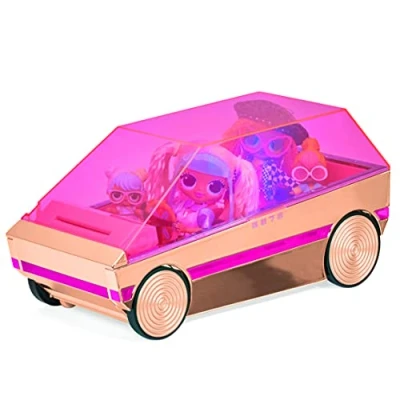 Image of L.O.L. Surprise! 3 in 1 Party Cruiser Car with Surprise Pool, Dance Floor &amp; Magic Black Lights, Rose Gold Pink Trim, Fits OMG Dolls Collectable, Great Gift for Girls Age 4+