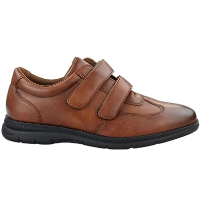 Image of Mens Casual Strap Fastener Slip On Shoes Walking Sneakers Brown 8 UK