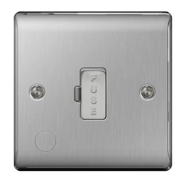 Image of BG Electrical NBS55 Nexus Metal Brushed Steel 13A DP Unswitched Fused Connection Unit c/w Flex Outlet by Unknown