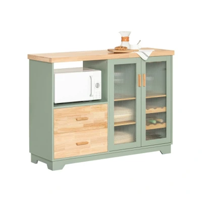 Image of Sobuy Sideboard with 2 Glass Doors Microwave Oven Cabinet,FSB81 GR