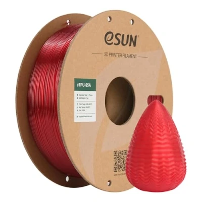 Image of eSUN TPU 95A Filament 1.75mm, Flexible 3D Printer TPU, Dimensional Accuracy +/ 0.05mm, 1KG Spool (2.2 LBS) Printing for Printers, Transparent Red