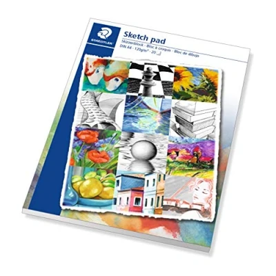 Image of STAEDTLER 2421 01 A4 sketch pad with premium quality drawing paper, grammage: 120g/m2, 20 white sheets