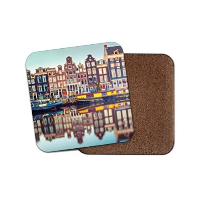 Image of 1 x Amsterdam Canal Coaster Travel Netherlands Dutch Houses Boats Mum #15380