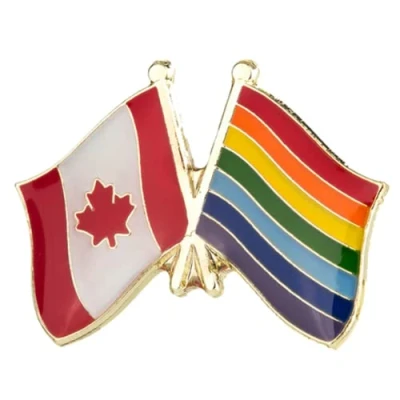 Image of Canadian &amp; LGBT Rainbow Gay Pride Canada Friendship National Flag Metal Enamel Pin Badge