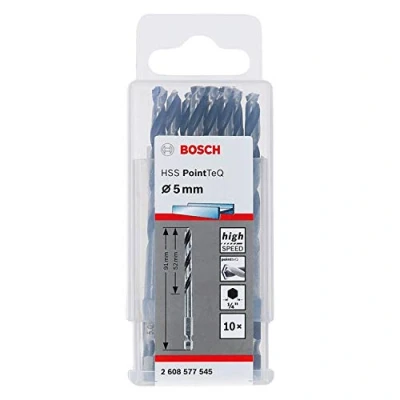 Image of Bosch Professional 10pc PointTeQ Hex Drill Bit (for Metal, Ø: 5.0 mm, Total Length: 91 ¼’’ Shank, Accessory for Impact Drivers and Drivers)