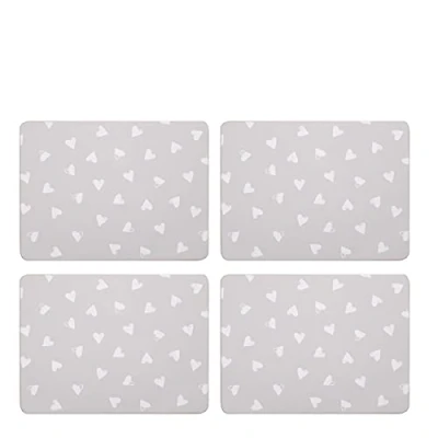 Image of Sabichi 8pcs Set of 4 Placemats &amp; Coasters Hearts Grey