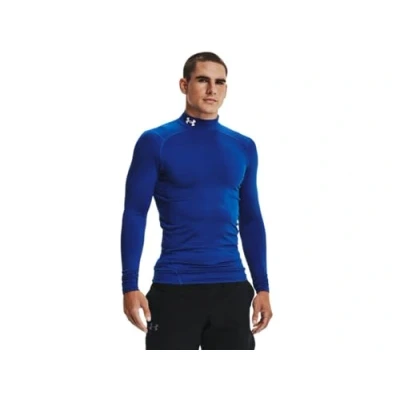 Image of Under Armour Men&#039;s ColdGear Compression Mock, Royal/White