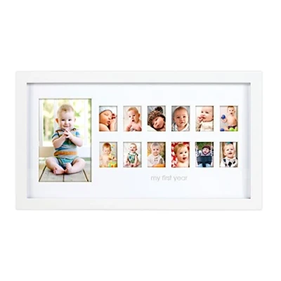 Image of Pearhead Photo Moments Baby First Year Keepsake Frame, White