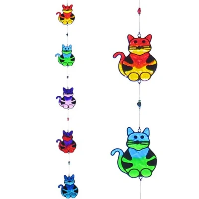 Image of String of 5 Colourful Fun Cats Sun catcher/Light catcher