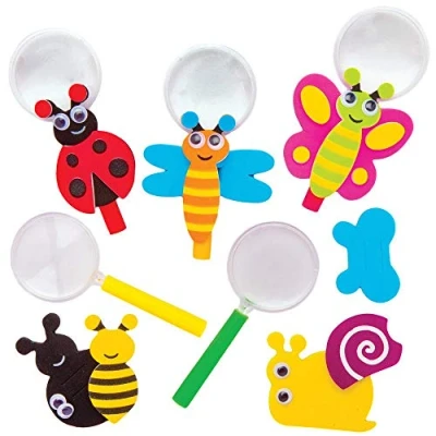 Image of Baker Ross AT632 Bug Magnifying Glass Kits Pack of 5, Novelty Toys For Children, Perfect Party, Loot Or Prize Bag Filler