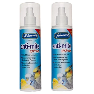 Image of LEEWAY WOODWORK JOHNSONS ANTI MITE EXTRA CAGED BIRD 150ML PUMP SPRAY KILLS MITES, LICE &amp; MORE (2 SPRAYS)