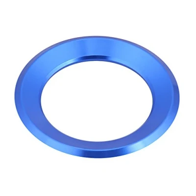 Image of Car Steering Wheel Cover, Aluminum Alloy Ring Cover Trim Decoration Frame (Blue)