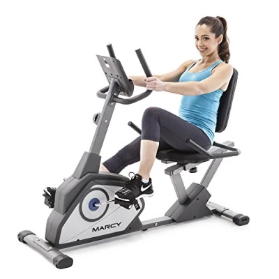 Image of Marcy Magnetic Recumbent Exercise Bike with 8 Resistance Levels NS 40502R,Grey