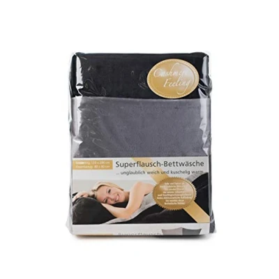 Image of Gözze Reversible Bed Linen Set, Cashmere Feel, Duvet Cover: 135 x 200 cm, Pillowcase: 80 Microfibre Dusty Pink/Anthracite